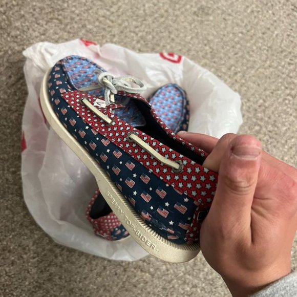 Sperry x Vineyard Vines Patchwork Americana Blue Boat Shoes Mens Size: 9 - Picture 2 of 4